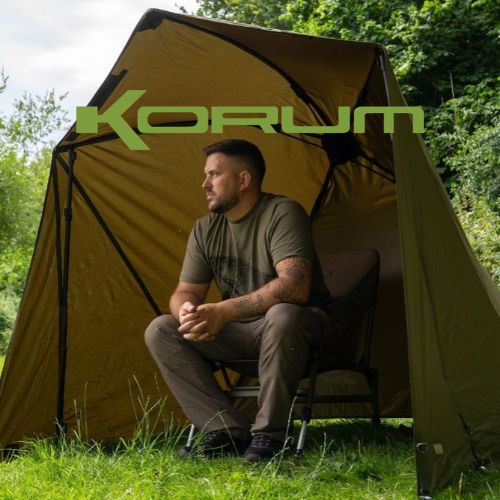 £220 Korum bundle consisting of Pentalite Quick Brolly Shelter and 2X 3k Barbel Rods - 12ft 2.25lb